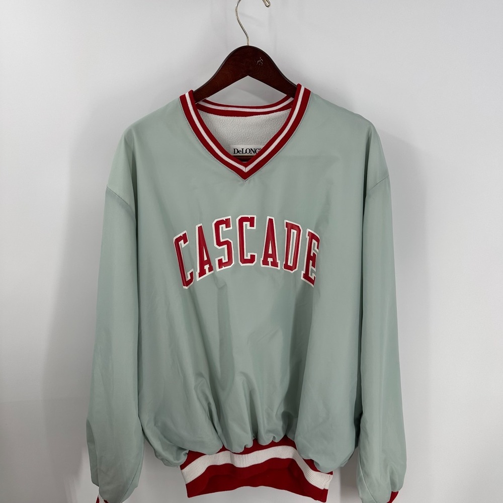 Vintage 90's DeLong Cascade V-neck USA Made Pullover Sweatshirt‎ Gray Size XL